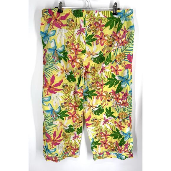 All For Color Robe And Capri Pants Set Colorful Floral Cotton Casual Vacation L - Picture 6 of 9